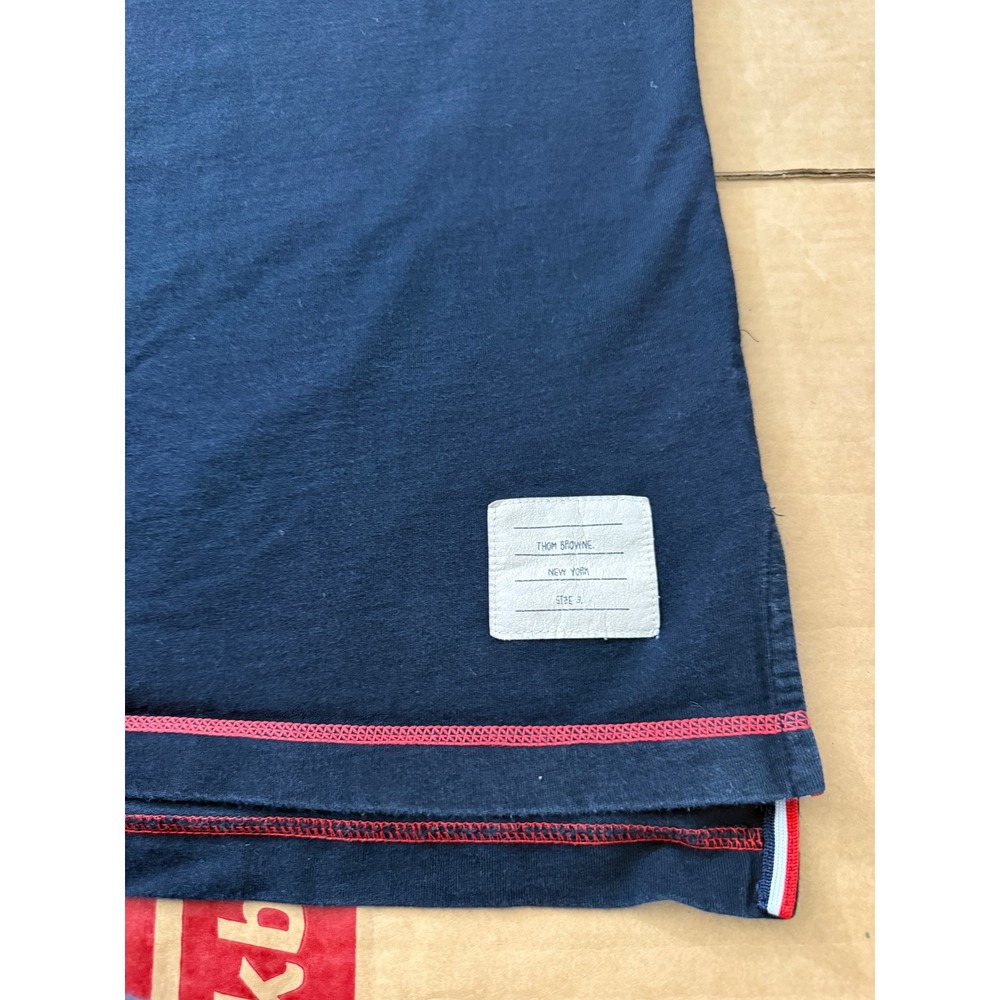 Thom Browne Navy Blue Stitch Cotton T-Shirt Size 3 Made in Japan With Issue - Picture 5 of 8